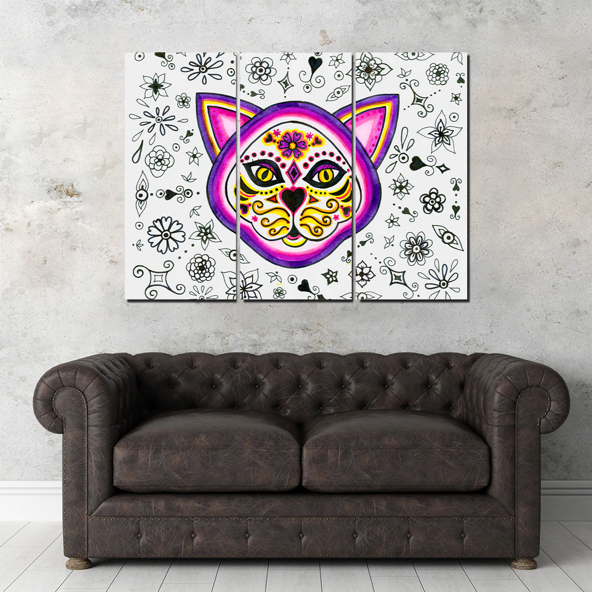 Day of the Dead Cat Skeleton Wall Art