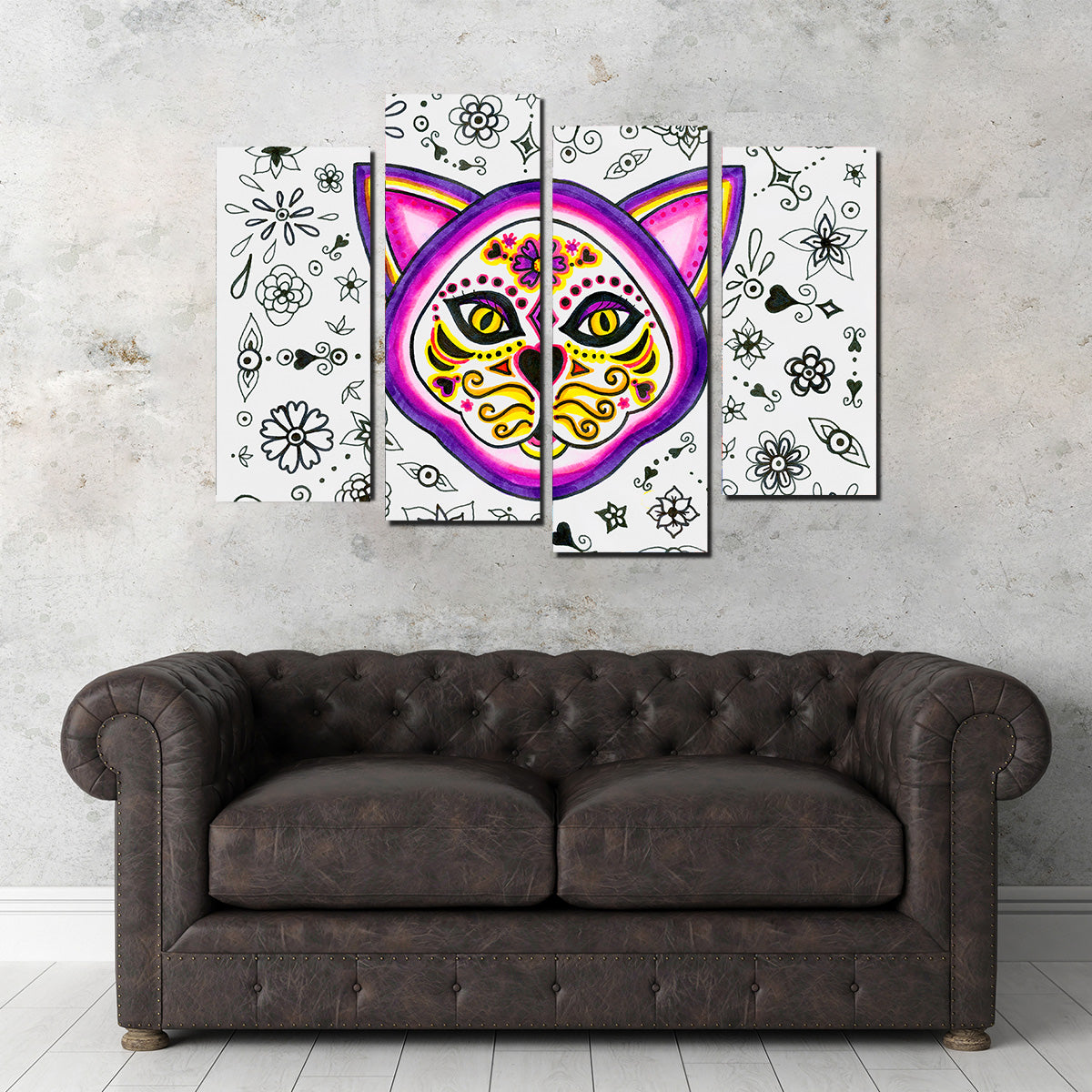 Day of the Dead Cat Skeleton Wall Art