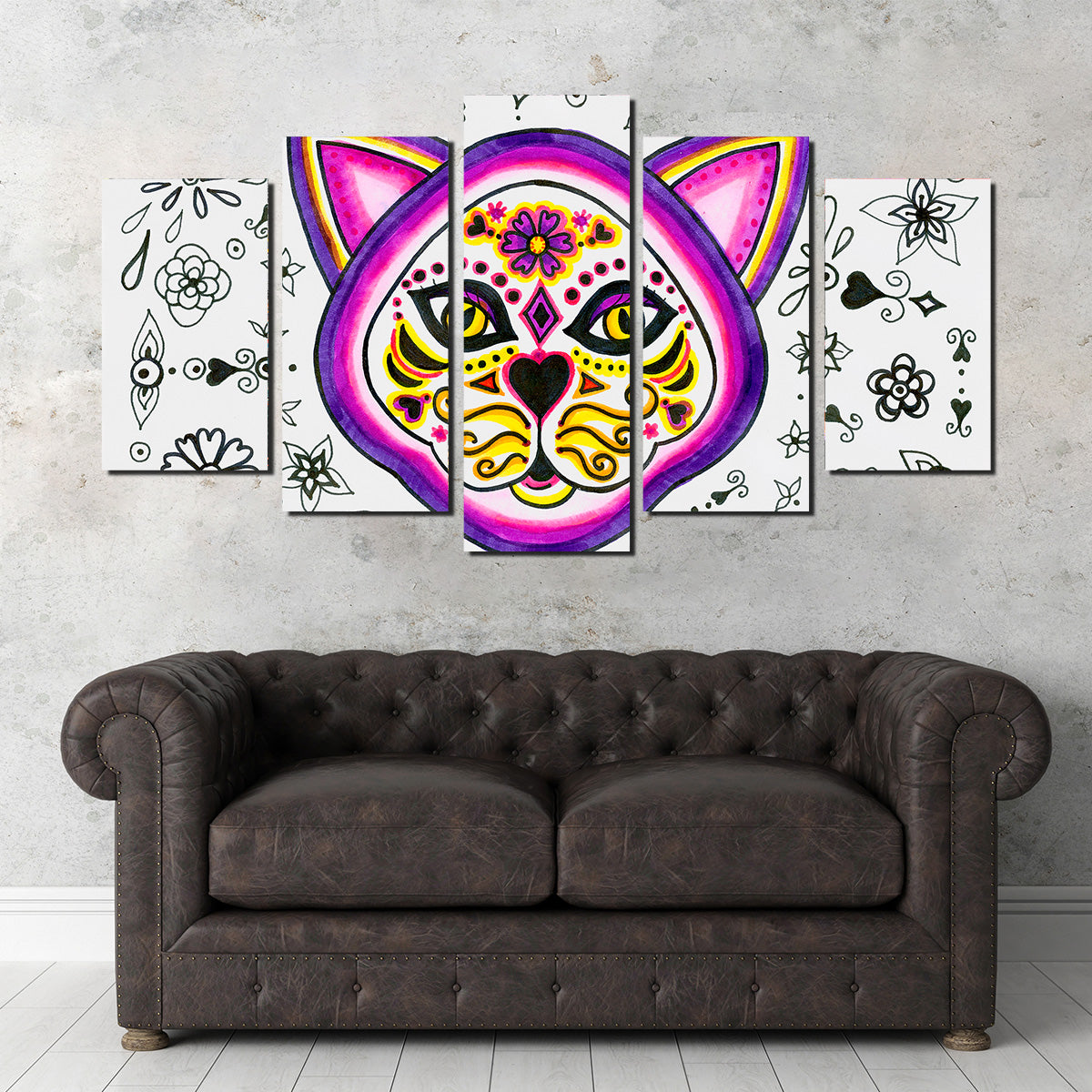 Day of the Dead Cat Skeleton Wall Art