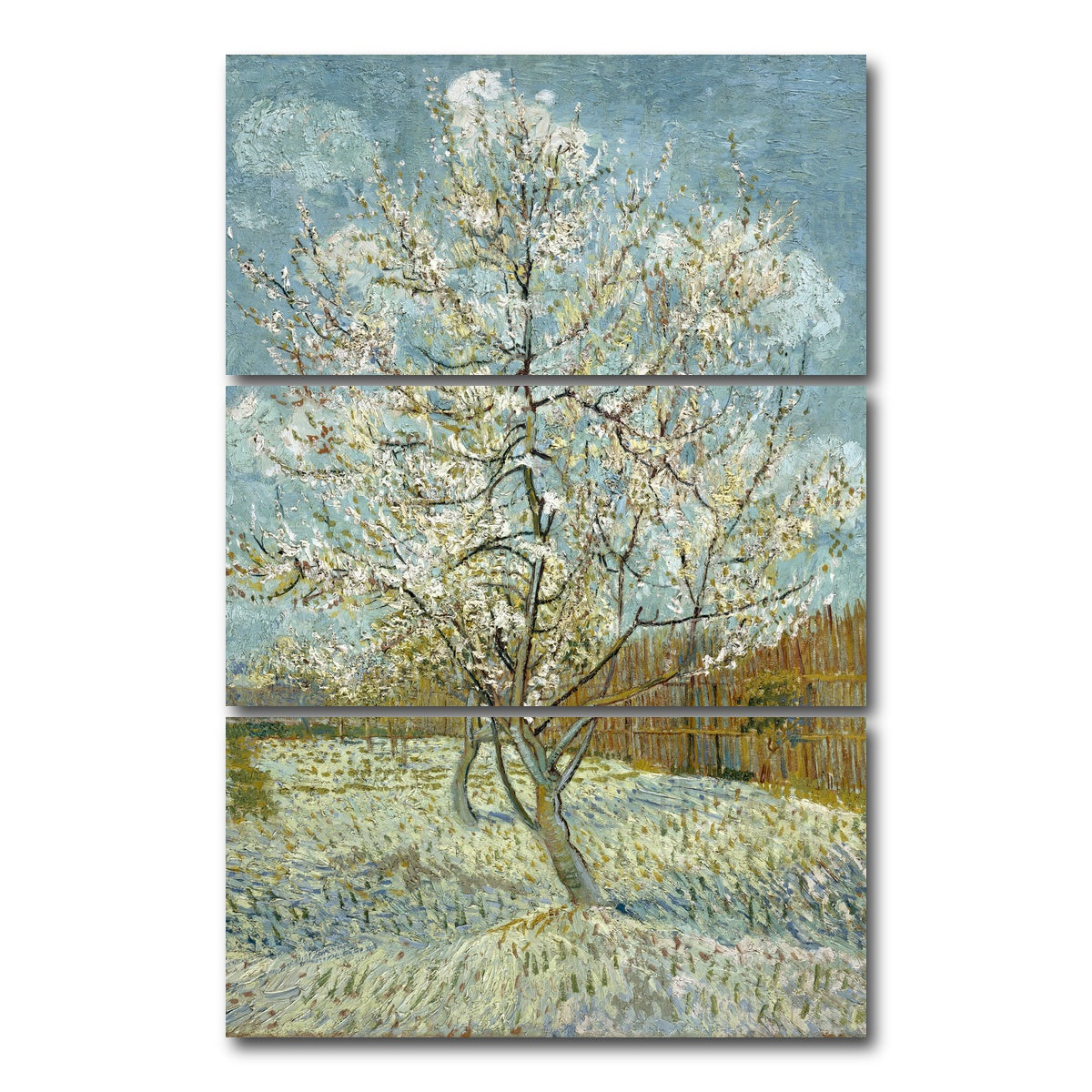 AUTO-MOCKUP WHITE | De roze perzikboom | 3 Piece | Gallery Wrap Canvas | group=12x24_stacked