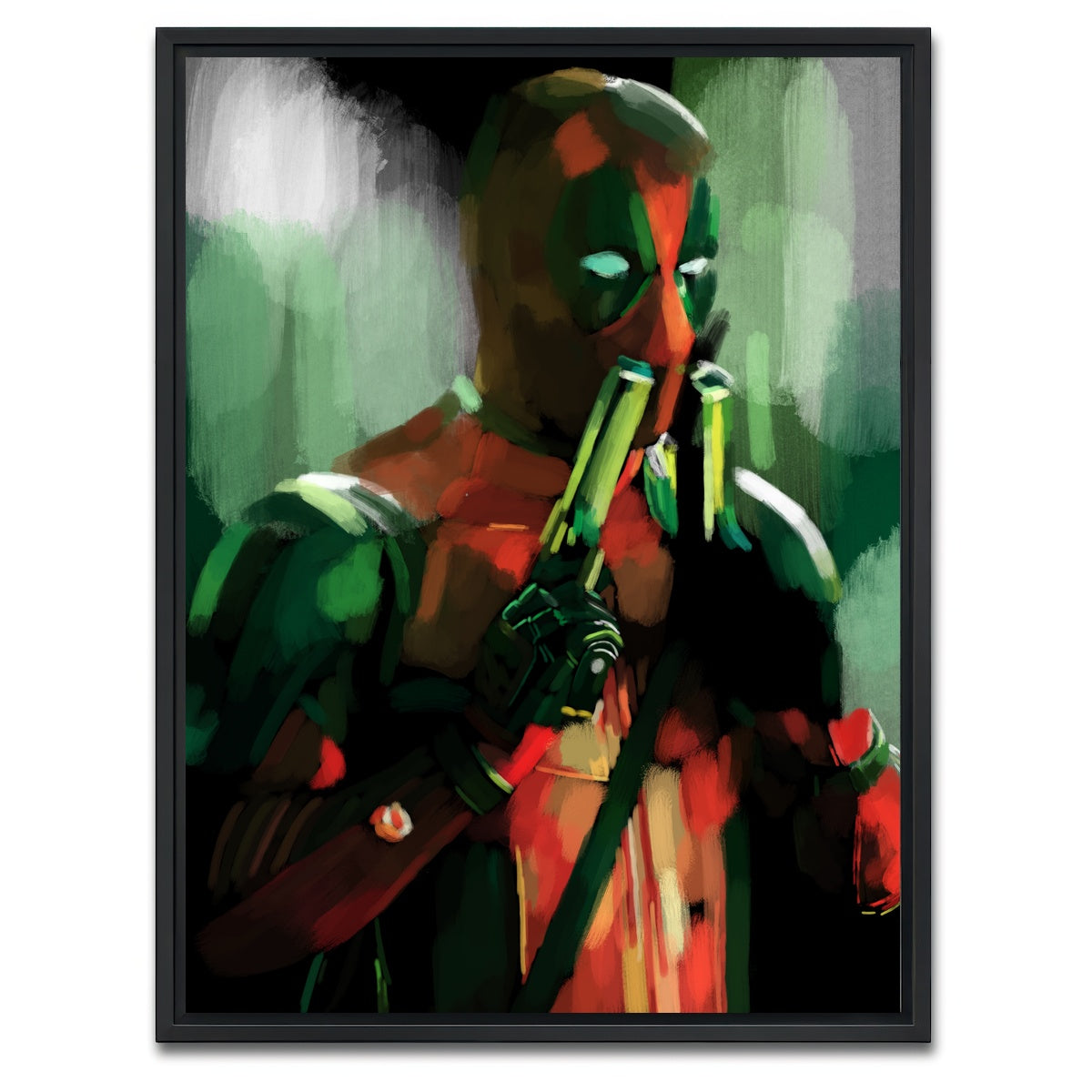AUTO-MOCKUP WHITE | Deadpool With guns | 1 Piece | Black Framed Canvas | group=3x4