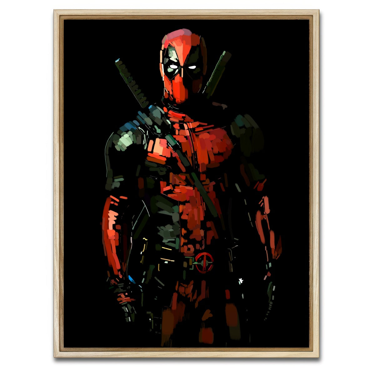 AUTO-MOCKUP WHITE | Deadpool on Black | 1 Piece | Natural Framed Canvas | group=3x4