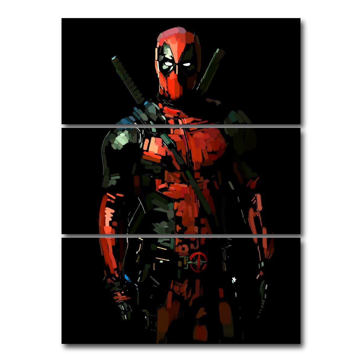 AUTO-MOCKUP WHITE | Deadpool on Black | 3 Piece | Gallery Wrap Canvas | group=8x18_stacked