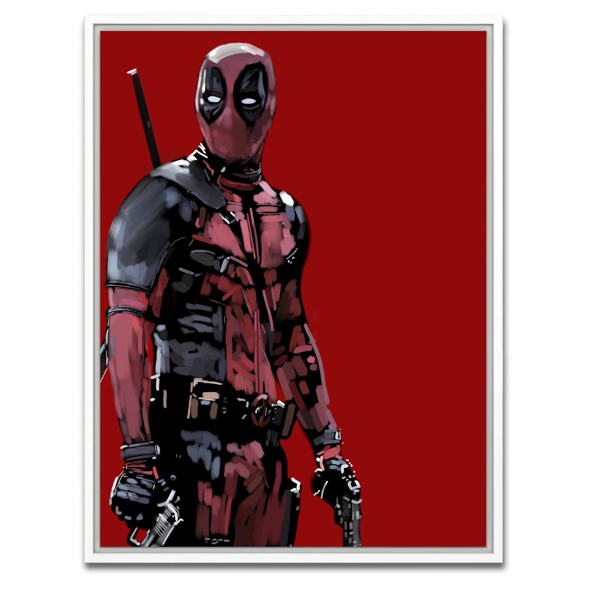 AUTO-MOCKUP WHITE | Deadpool on Red | 1 Piece | White Framed Canvas | group=3x4