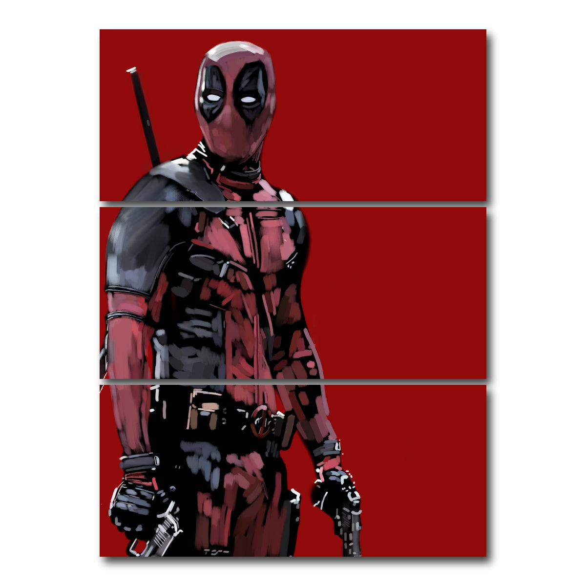 AUTO-MOCKUP WHITE | Deadpool on Red | 3 Piece | Gallery Wrap Canvas | group=8x18_stacked