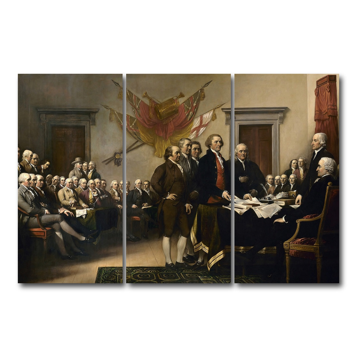 AUTO-MOCKUP WHITE | Declaration of Independence | 3 Piece | Gallery Wrap Canvas | group=12x24
