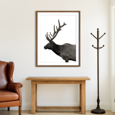 AUTO-MOCKUP ROOM | Deer Grayscale Wall Art