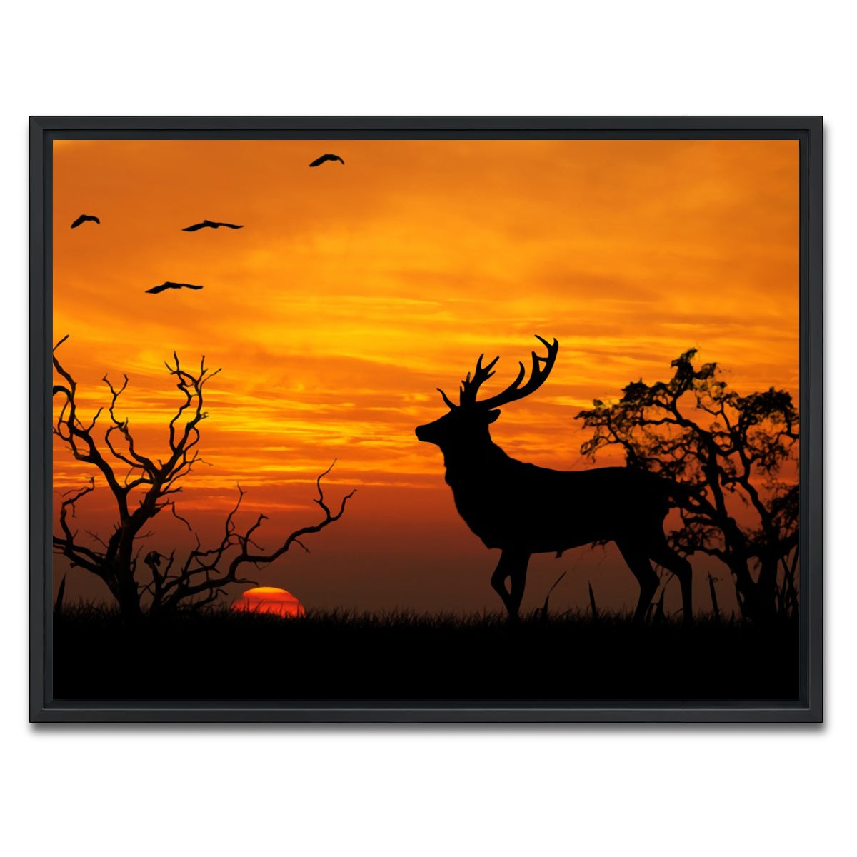 AUTO-MOCKUP WHITE | Deer in the Sunset | 1 Piece | Black Framed Canvas | group=4x3