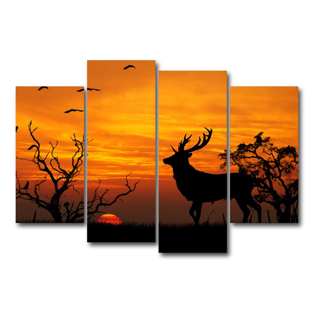 AUTO-MOCKUP WHITE | Deer in the Sunset | 4 Piece | Gallery Wrap Canvas | group=4_short