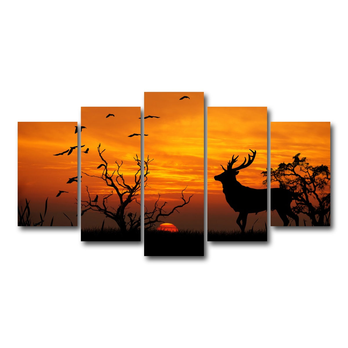 AUTO-MOCKUP WHITE | Deer in the Sunset | 5 Piece | Gallery Wrap Canvas | group=5_normal