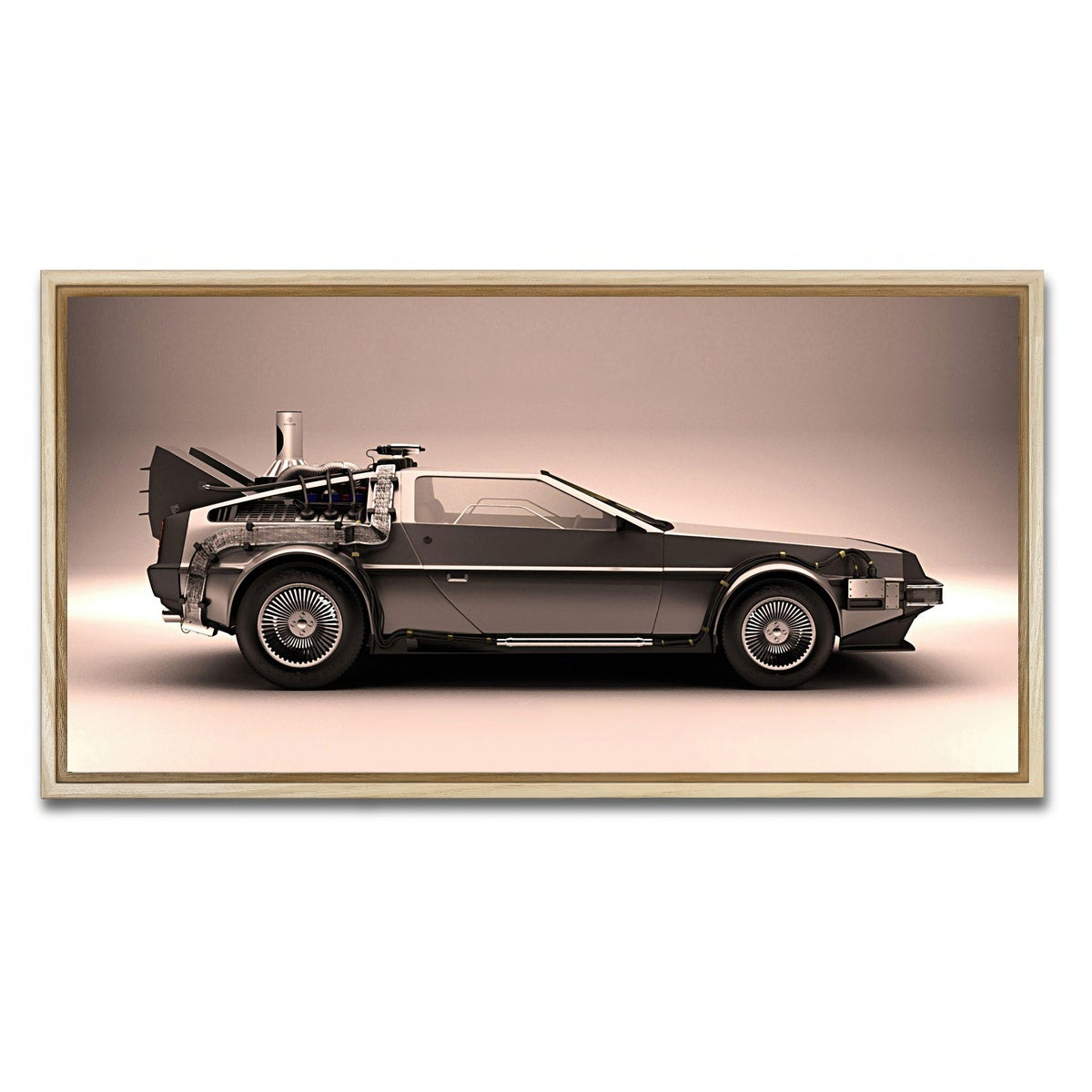 AUTO-MOCKUP WHITE | Delorean | 1 Piece | Natural Framed Canvas | group=2x1