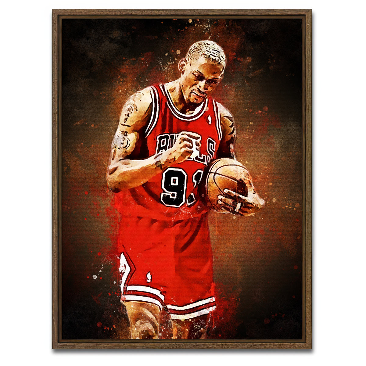 AUTO-MOCKUP WHITE | Dennis Rodman Painting | 1 Piece | Walnut Framed Canvas | group=3x4