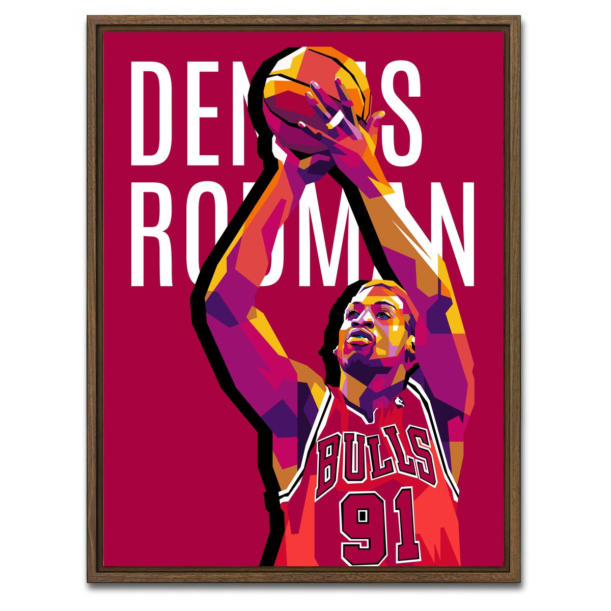 AUTO-MOCKUP WHITE | Dennis Rodman | 1 Piece | Walnut Framed Canvas | group=3x4