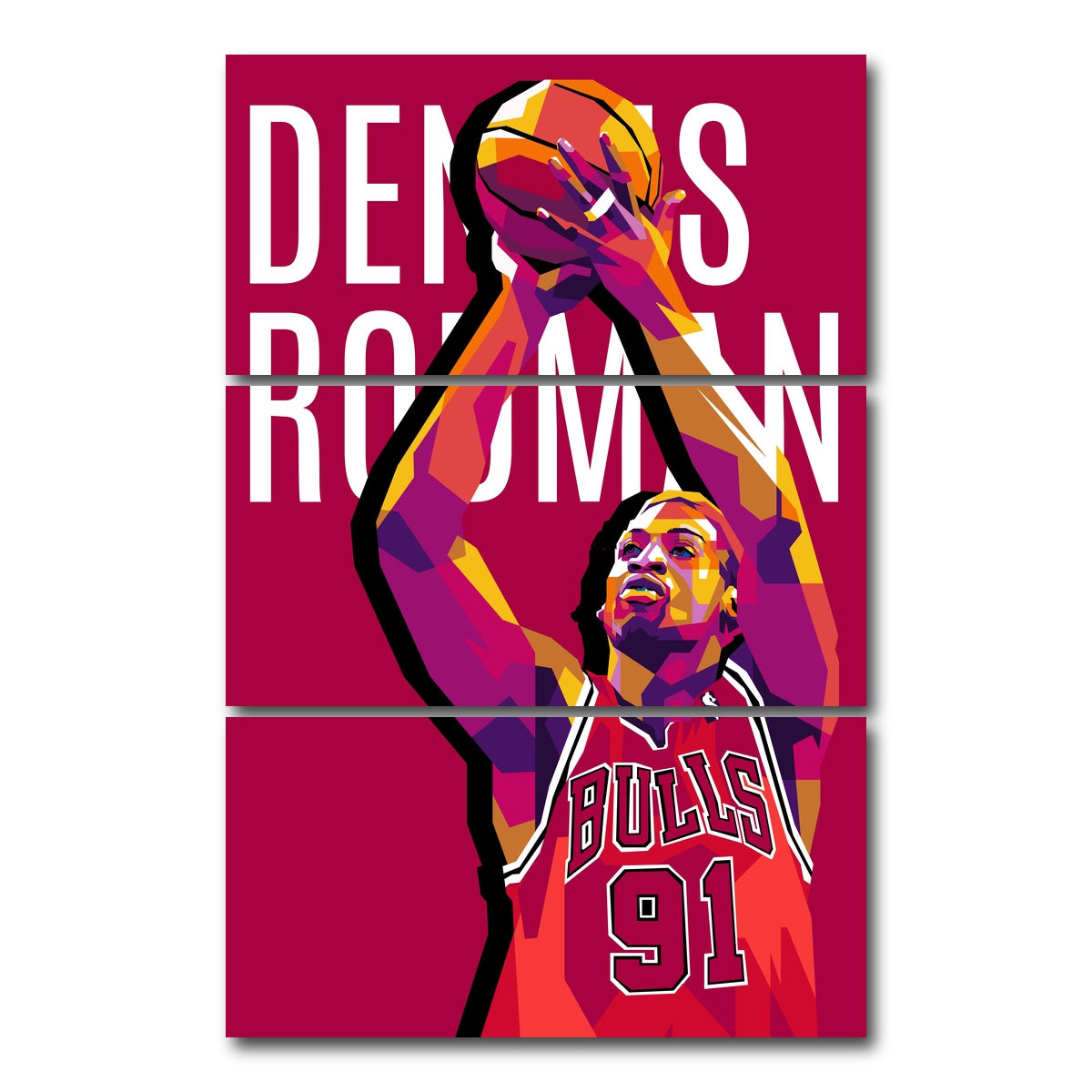 AUTO-MOCKUP WHITE | Dennis Rodman | 3 Piece | Gallery Wrap Canvas | group=12x24_stacked
