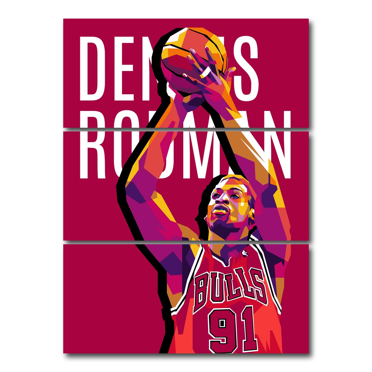 AUTO-MOCKUP WHITE | Dennis Rodman | 3 Piece | Gallery Wrap Canvas | group=8x18_stacked