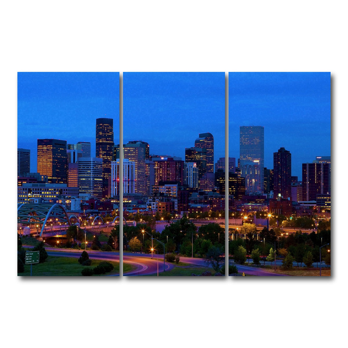 AUTO-MOCKUP WHITE | Denver Skyline | 3 Piece | Gallery Wrap Canvas | group=12x24