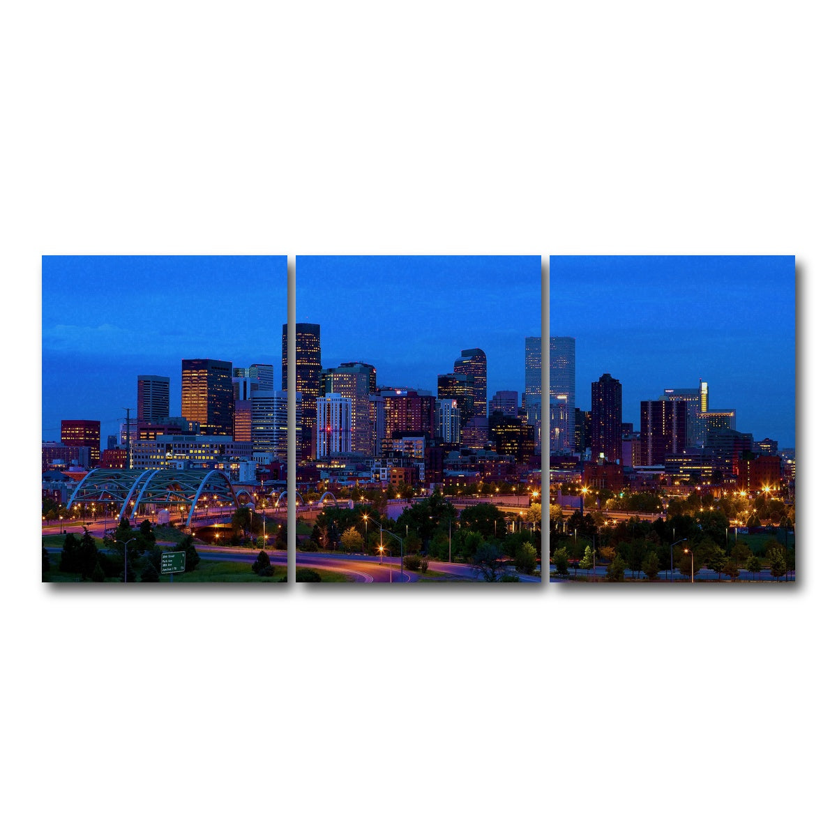 AUTO-MOCKUP WHITE | Denver Skyline | 3 Piece | Gallery Wrap Canvas | group=18x24