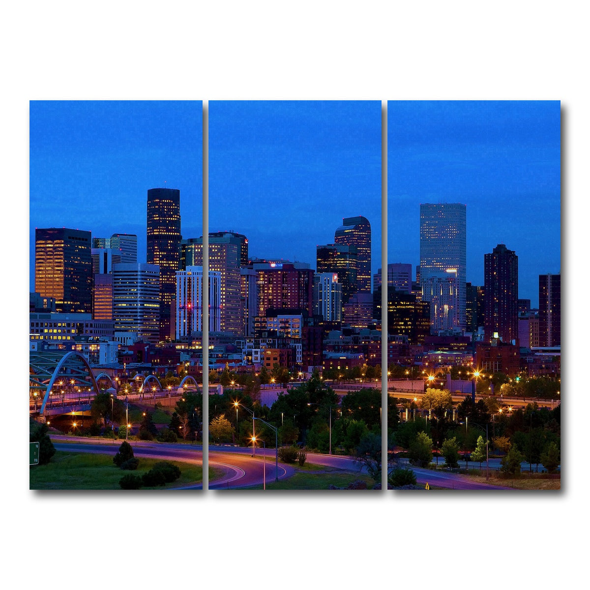 AUTO-MOCKUP WHITE | Denver Skyline | 3 Piece | Gallery Wrap Canvas | group=8x18