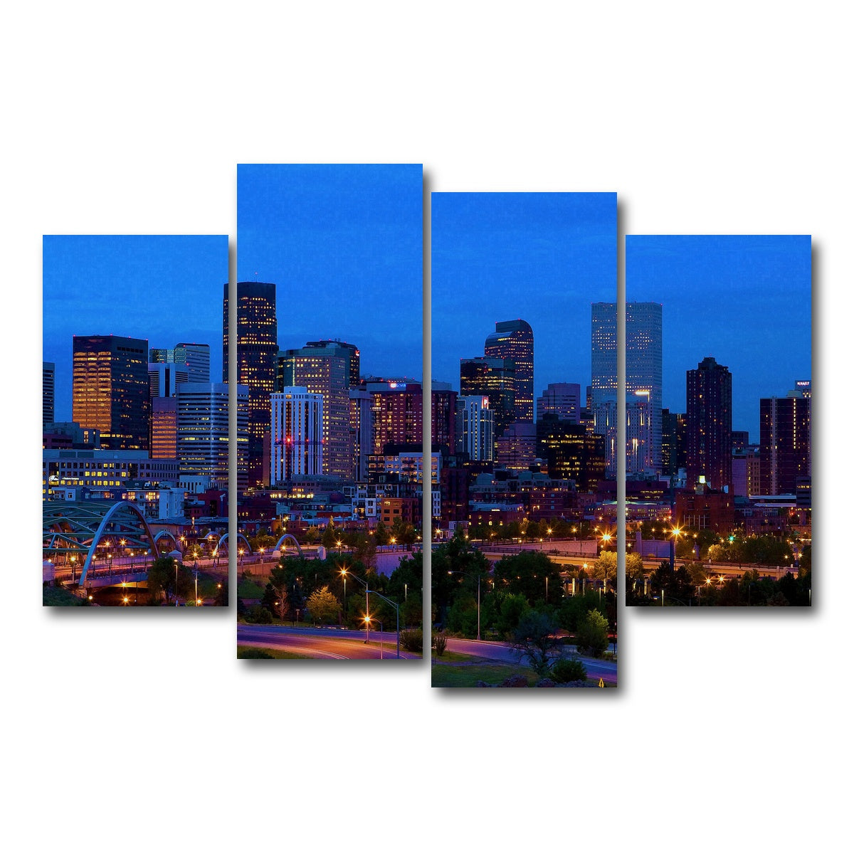 AUTO-MOCKUP WHITE | Denver Skyline | 4 Piece | Gallery Wrap Canvas | group=4_short