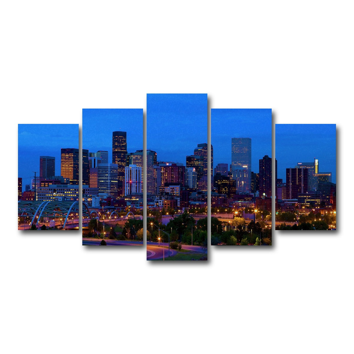 AUTO-MOCKUP WHITE | Denver Skyline | 5 Piece | Gallery Wrap Canvas | group=5_normal