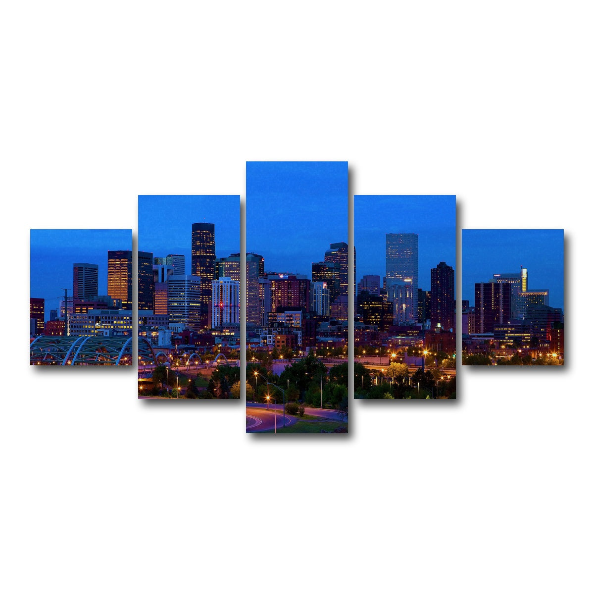 AUTO-MOCKUP WHITE | Denver Skyline | 5 Piece | Gallery Wrap Canvas | group=5_short
