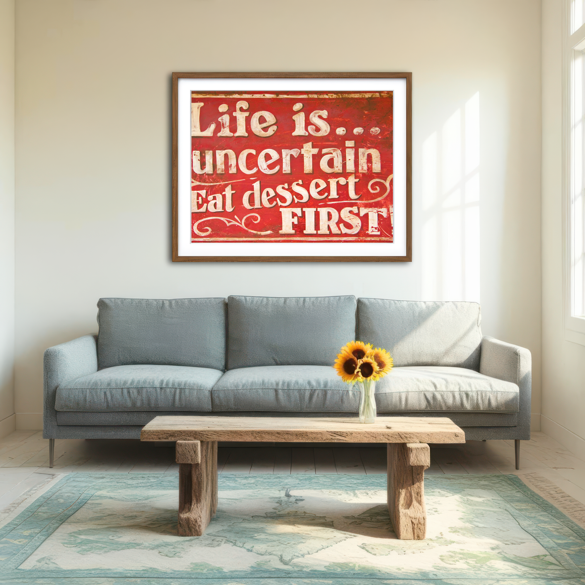AUTO-MOCKUP ROOM | Dessert First Wall Art