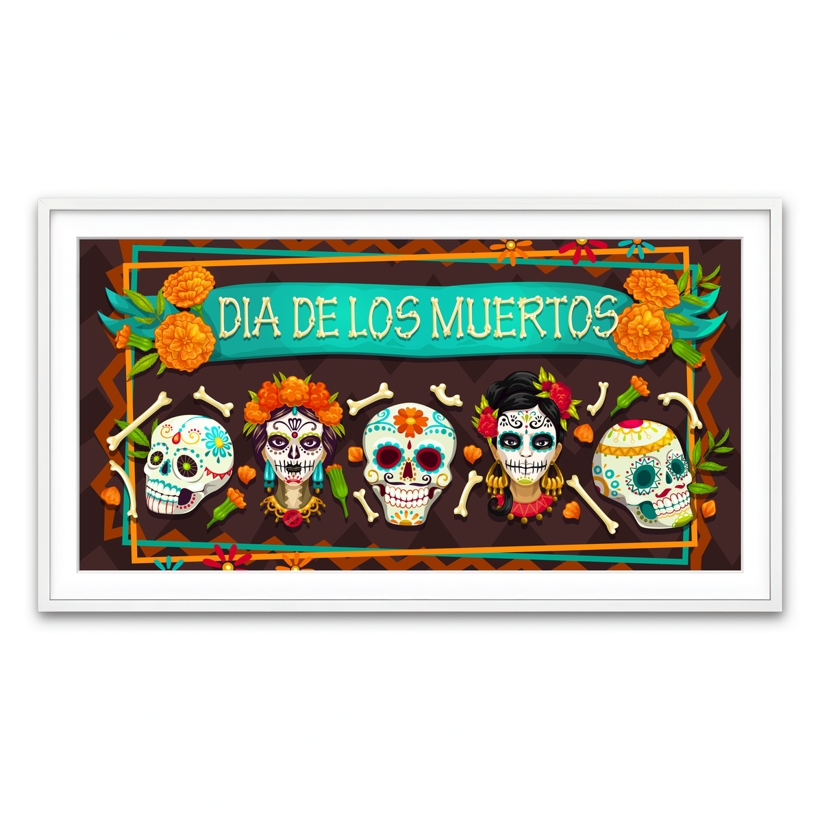 Framed Print 2x1 White