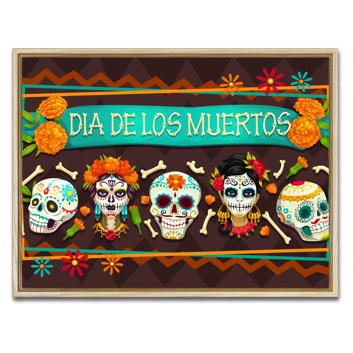 AUTO-MOCKUP WHITE | Dia De Los Muertos | 1 Piece | Natural Framed Canvas | group=4x3