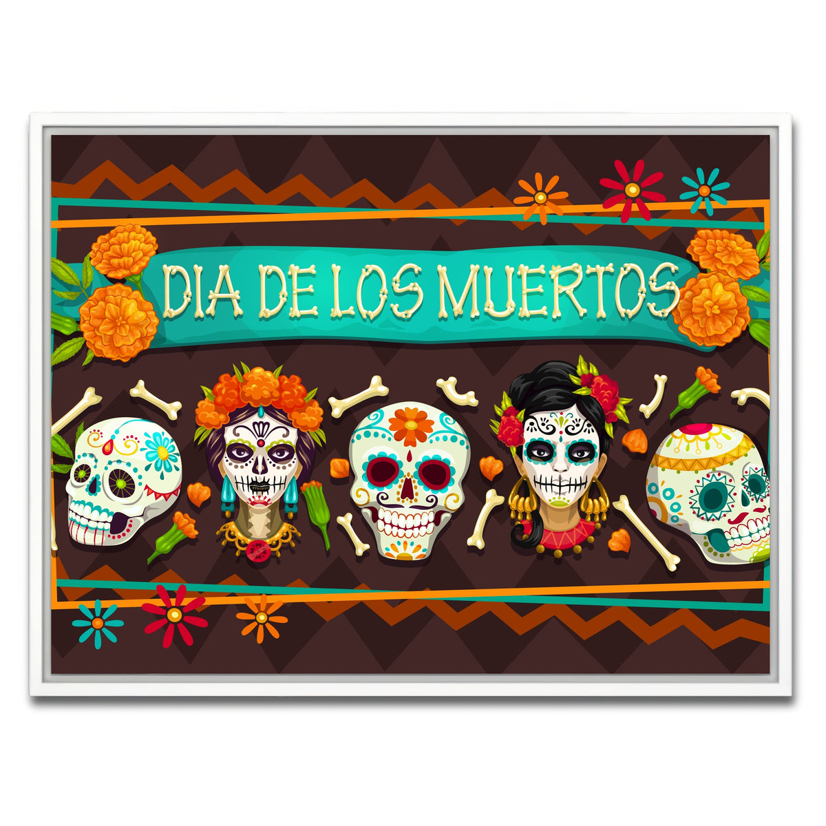 AUTO-MOCKUP WHITE | Dia De Los Muertos | 1 Piece | White Framed Canvas | group=4x3