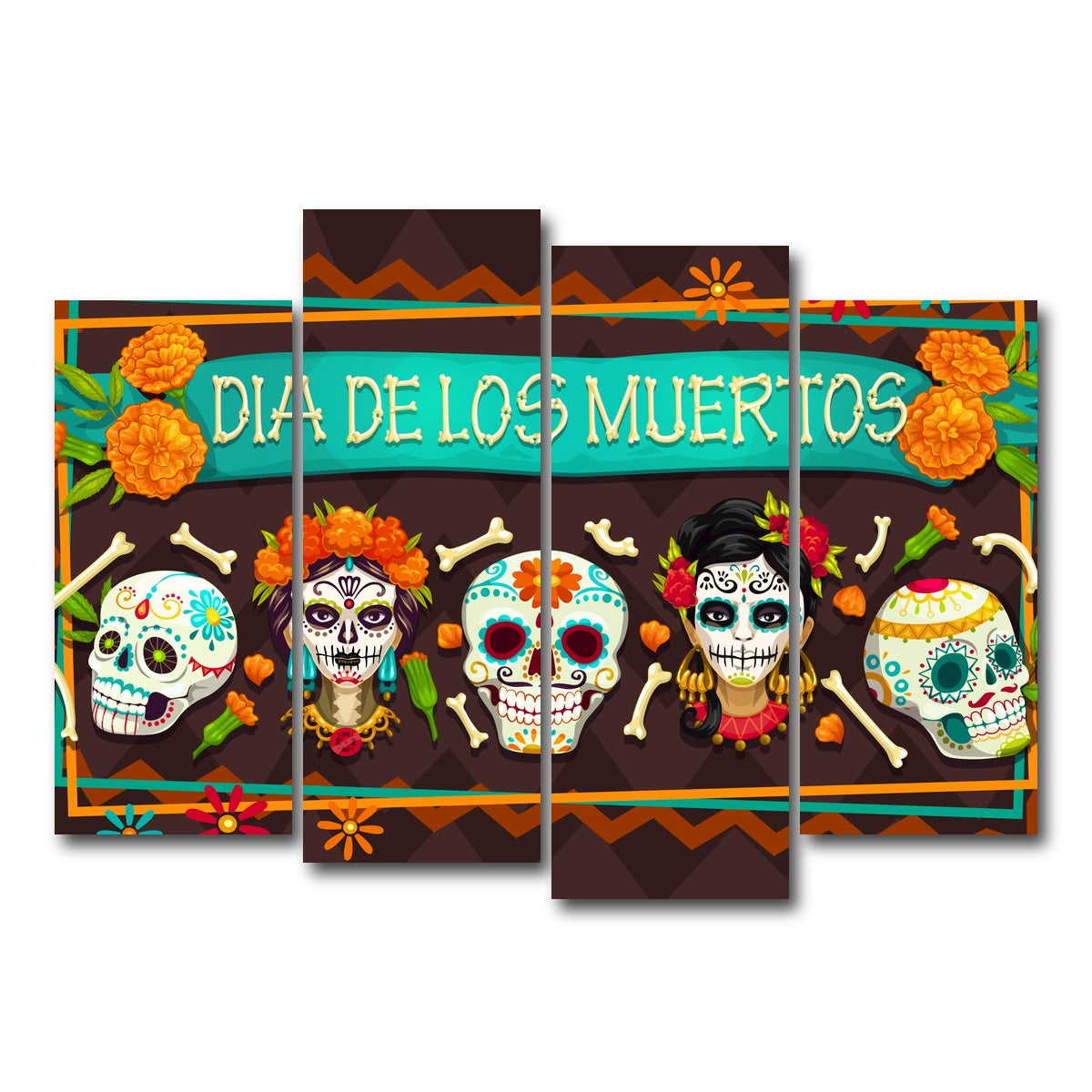 AUTO-MOCKUP WHITE | Dia De Los Muertos | 4 Piece | Gallery Wrap Canvas | group=4_normal