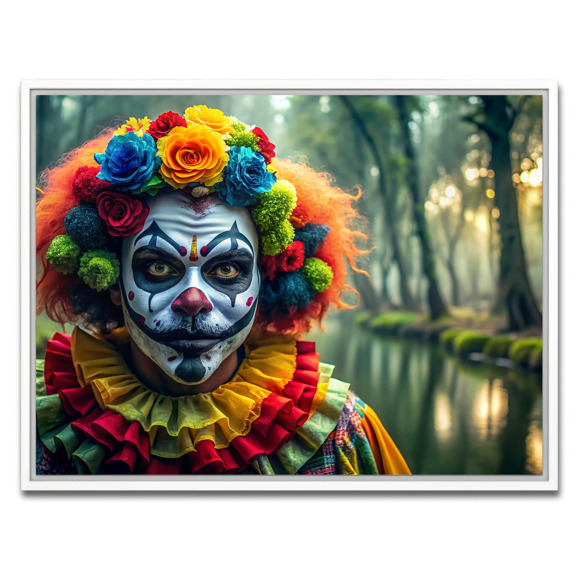 AUTO-MOCKUP WHITE | Dia de Los muertos swamp clown | 1 Piece | White Framed Canvas | group=4x3
