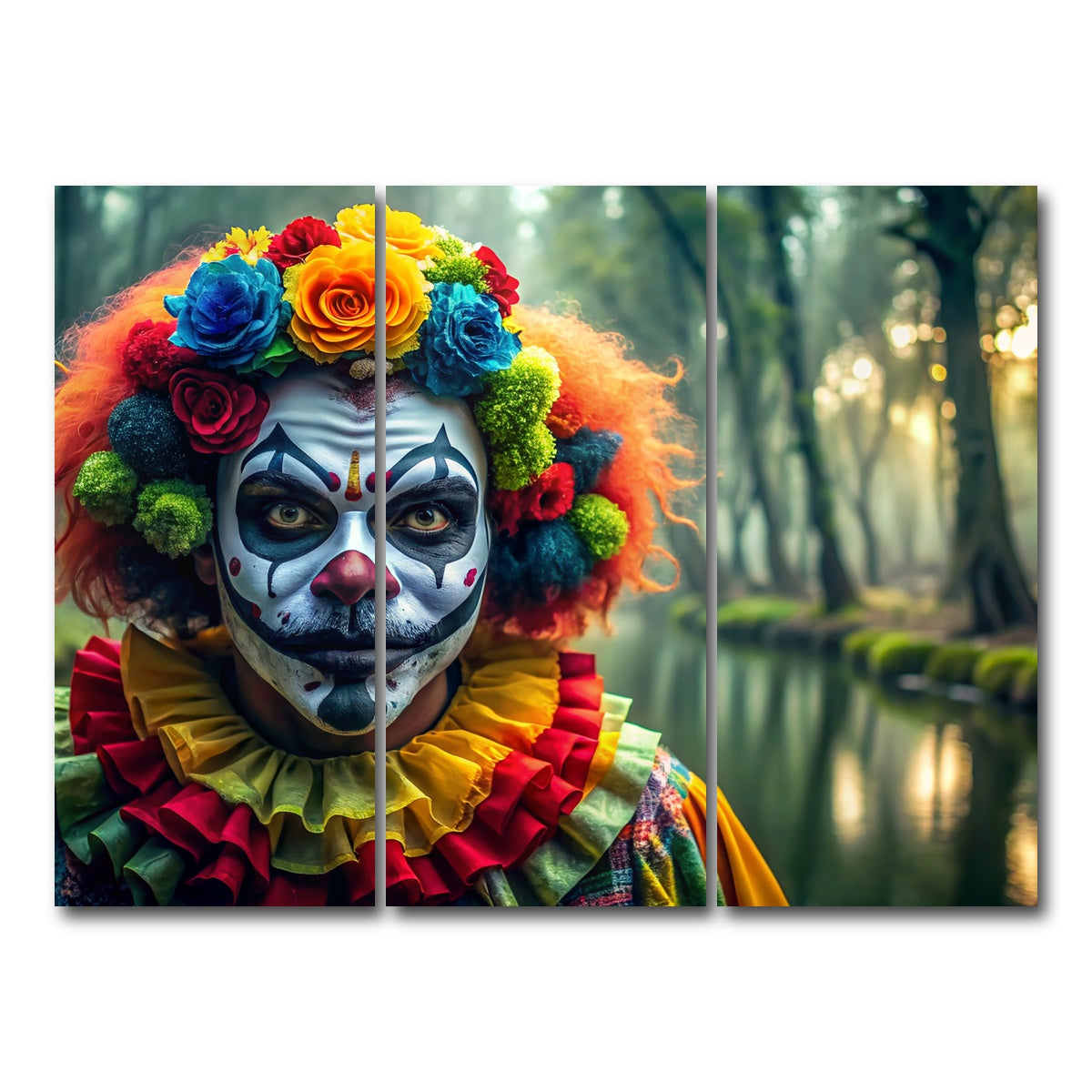 AUTO-MOCKUP WHITE | Dia de Los muertos swamp clown | 3 Piece | Gallery Wrap Canvas | group=8x18