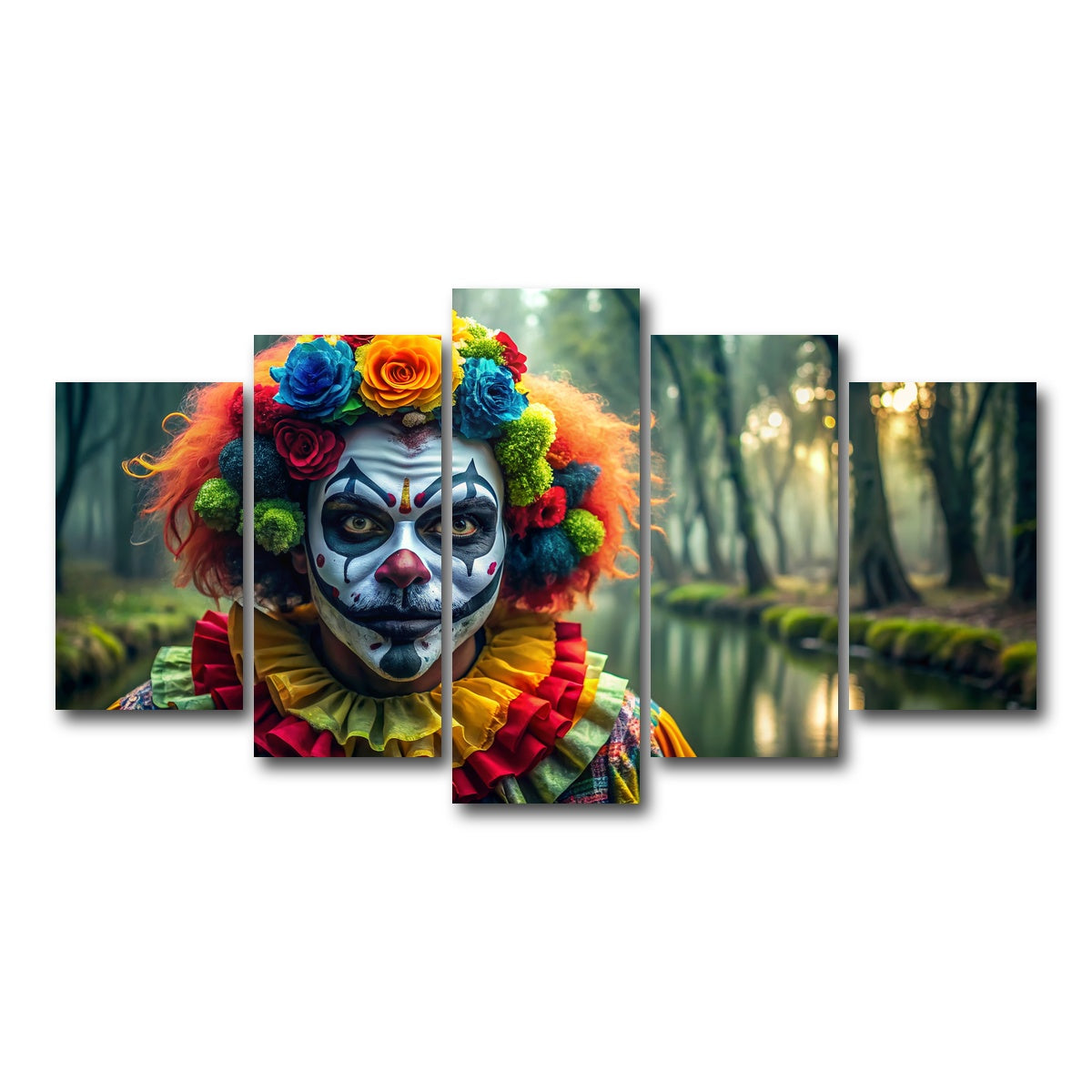 AUTO-MOCKUP WHITE | Dia de Los muertos swamp clown | 5 Piece | Gallery Wrap Canvas | group=5_normal
