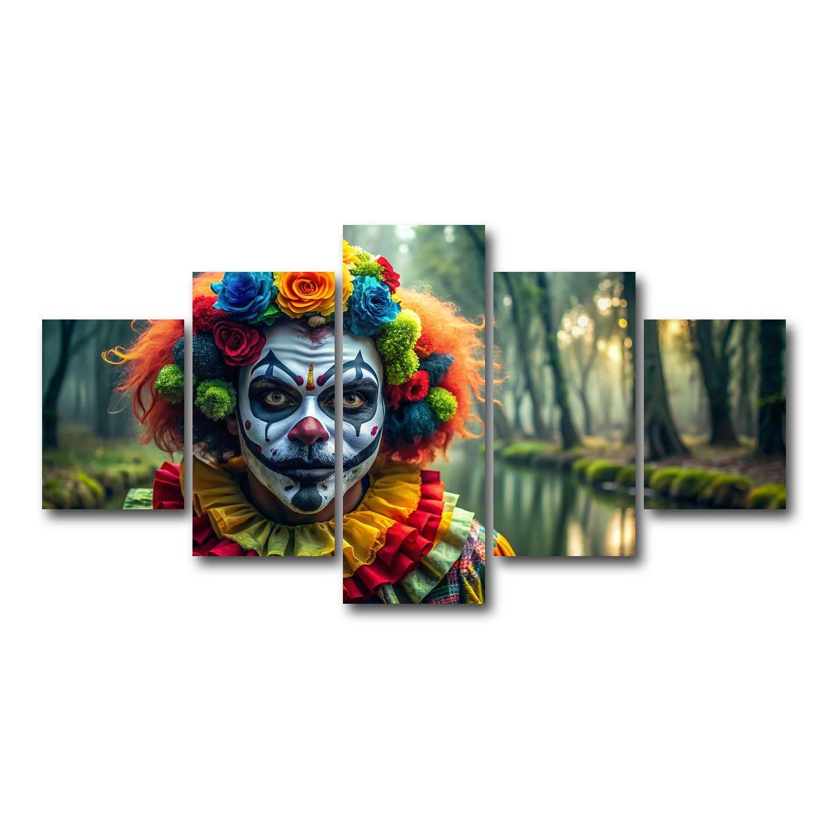 AUTO-MOCKUP WHITE | Dia de Los muertos swamp clown | 5 Piece | Gallery Wrap Canvas | group=5_short