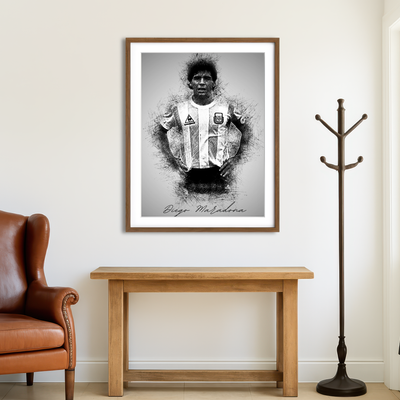 AUTO-MOCKUP ROOM | Diego Maradona Sketch Wall Art