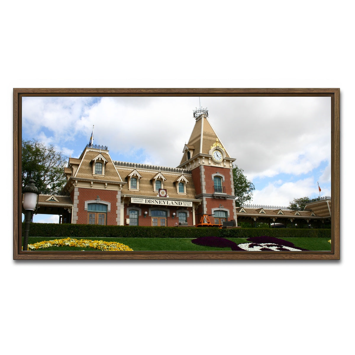 AUTO-MOCKUP WHITE | Disneyland Train Station | 1 Piece | Walnut Framed Canvas | group=2x1