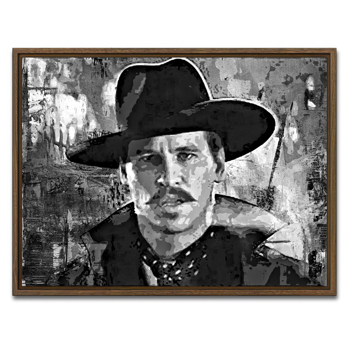 AUTO-MOCKUP WHITE | Doc Holliday Grayscale | 1 Piece | Walnut Framed Canvas | group=4x3