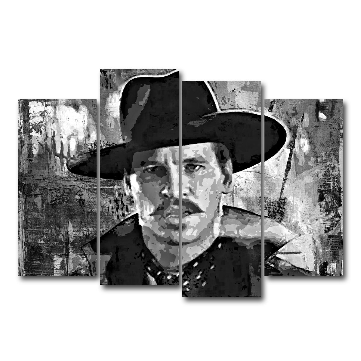 AUTO-MOCKUP WHITE | Doc Holliday Grayscale | 4 Piece | Gallery Wrap Canvas | group=4_normal