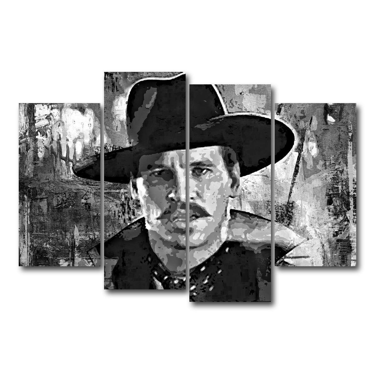 AUTO-MOCKUP WHITE | Doc Holliday Grayscale | 4 Piece | Gallery Wrap Canvas | group=4_short