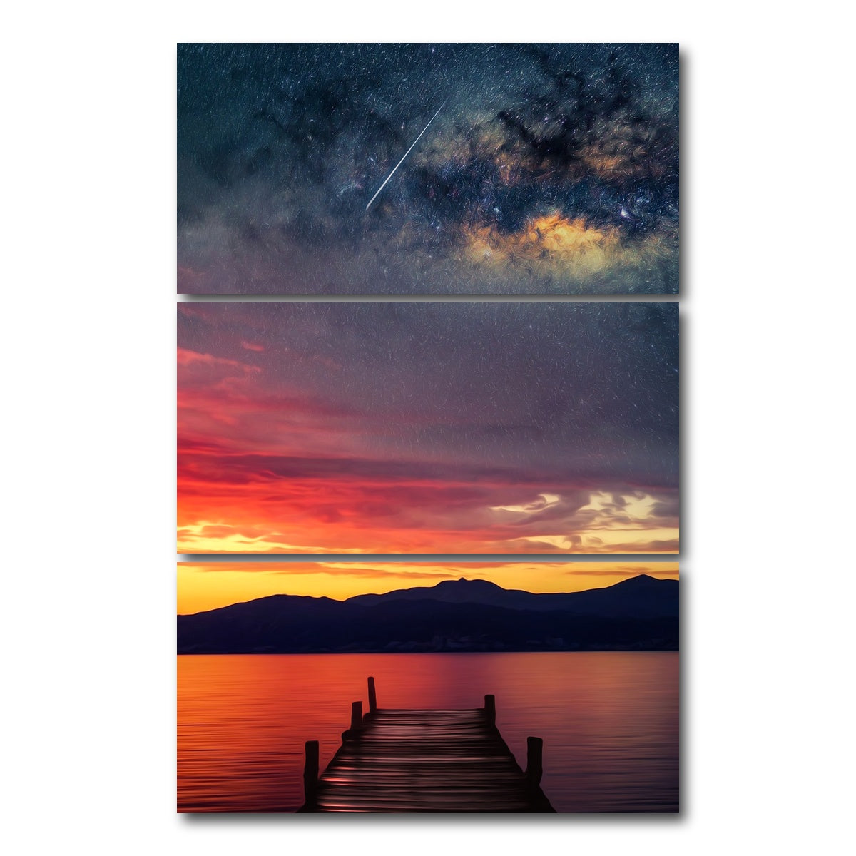 AUTO-MOCKUP WHITE | Dock to the Stars | 3 Piece | Gallery Wrap Canvas | group=12x24_stacked