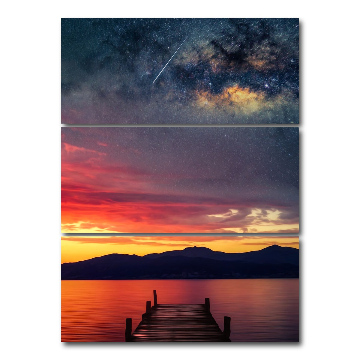 AUTO-MOCKUP WHITE | Dock to the Stars | 3 Piece | Gallery Wrap Canvas | group=8x18_stacked