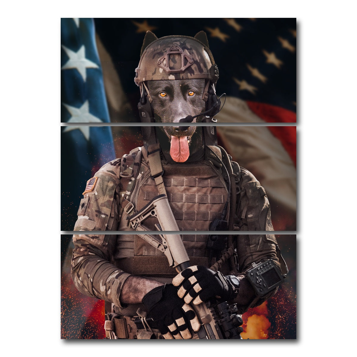 AUTO-MOCKUP WHITE | Dogger Soldier | 3 Piece | Gallery Wrap Canvas | group=8x18_stacked
