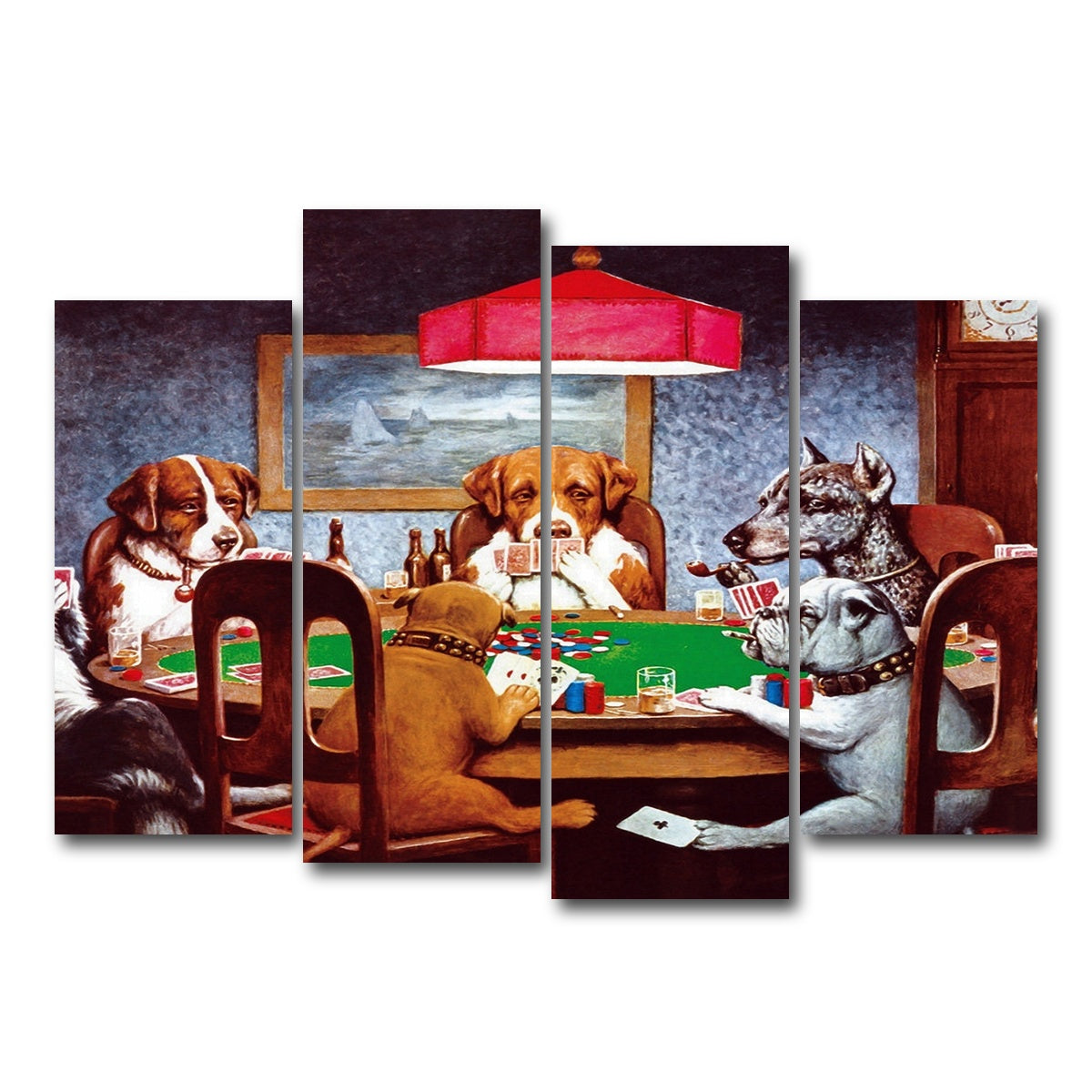 AUTO-MOCKUP WHITE | Dogs Playing poker | 4 Piece | Gallery Wrap Canvas | group=4_normal