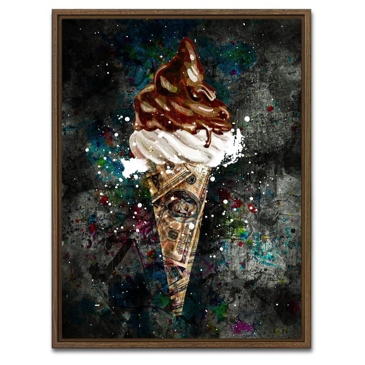 AUTO-MOCKUP WHITE | Dollar cone canvas art | 1 Piece | Walnut Framed Canvas | group=3x4
