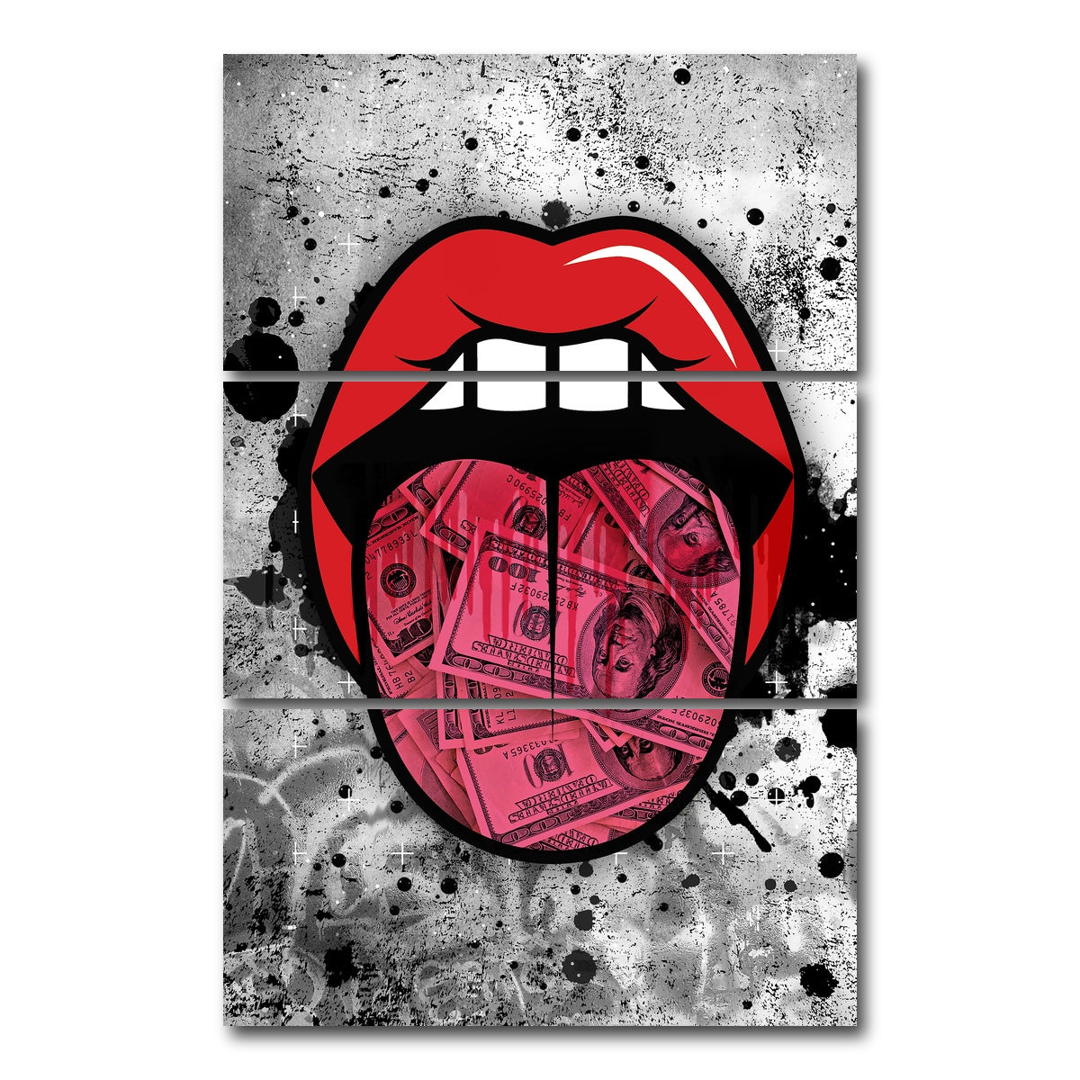 AUTO-MOCKUP WHITE | Dollar tongue canvas art | 3 Piece | Gallery Wrap Canvas | group=12x24_stacked