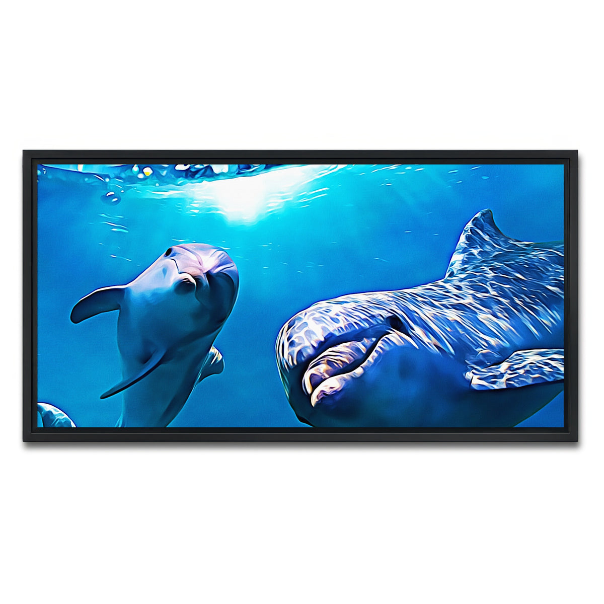 AUTO-MOCKUP WHITE | Dolphin & Calf Wall Art | 1 Piece | Black Frame | group=2x1