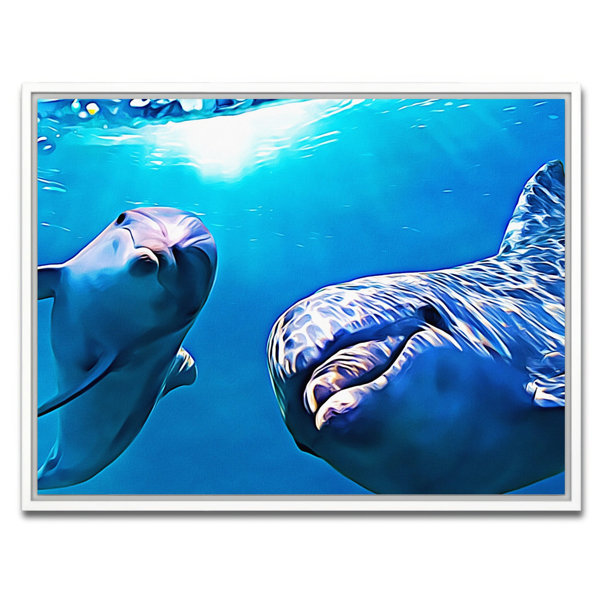 AUTO-MOCKUP WHITE | Dolphin & Calf Wall Art | 1 Piece | White Frame | group=4x3