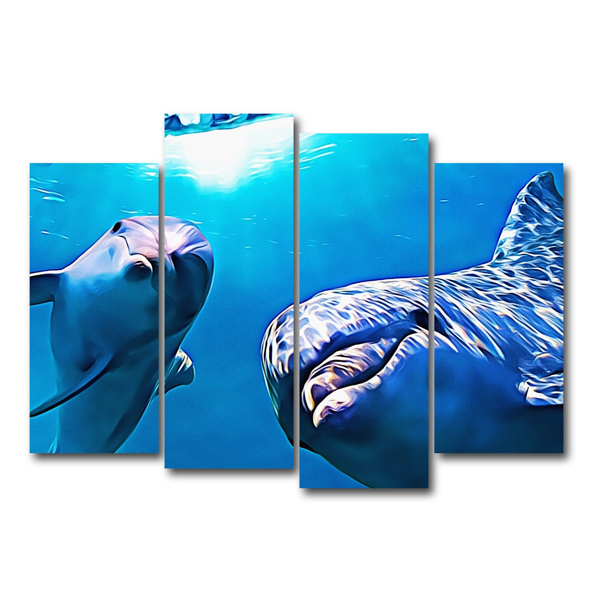 AUTO-MOCKUP WHITE | Dolphin & Calf Wall Art | 4 Piece | Gallery Wrapped | group=4_normal