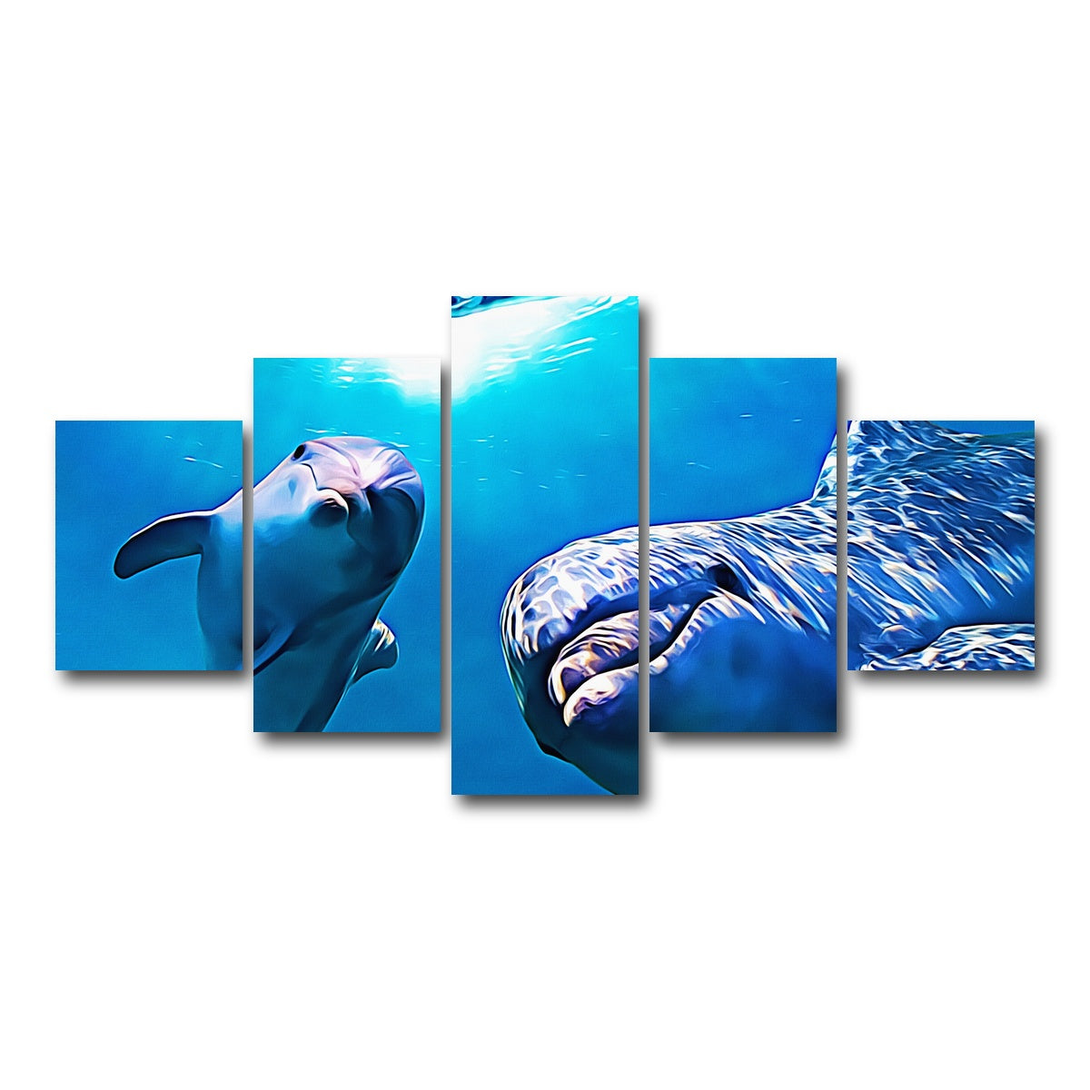 AUTO-MOCKUP WHITE | Dolphin & Calf Wall Art | 5 Piece | Gallery Wrapped | group=5_short