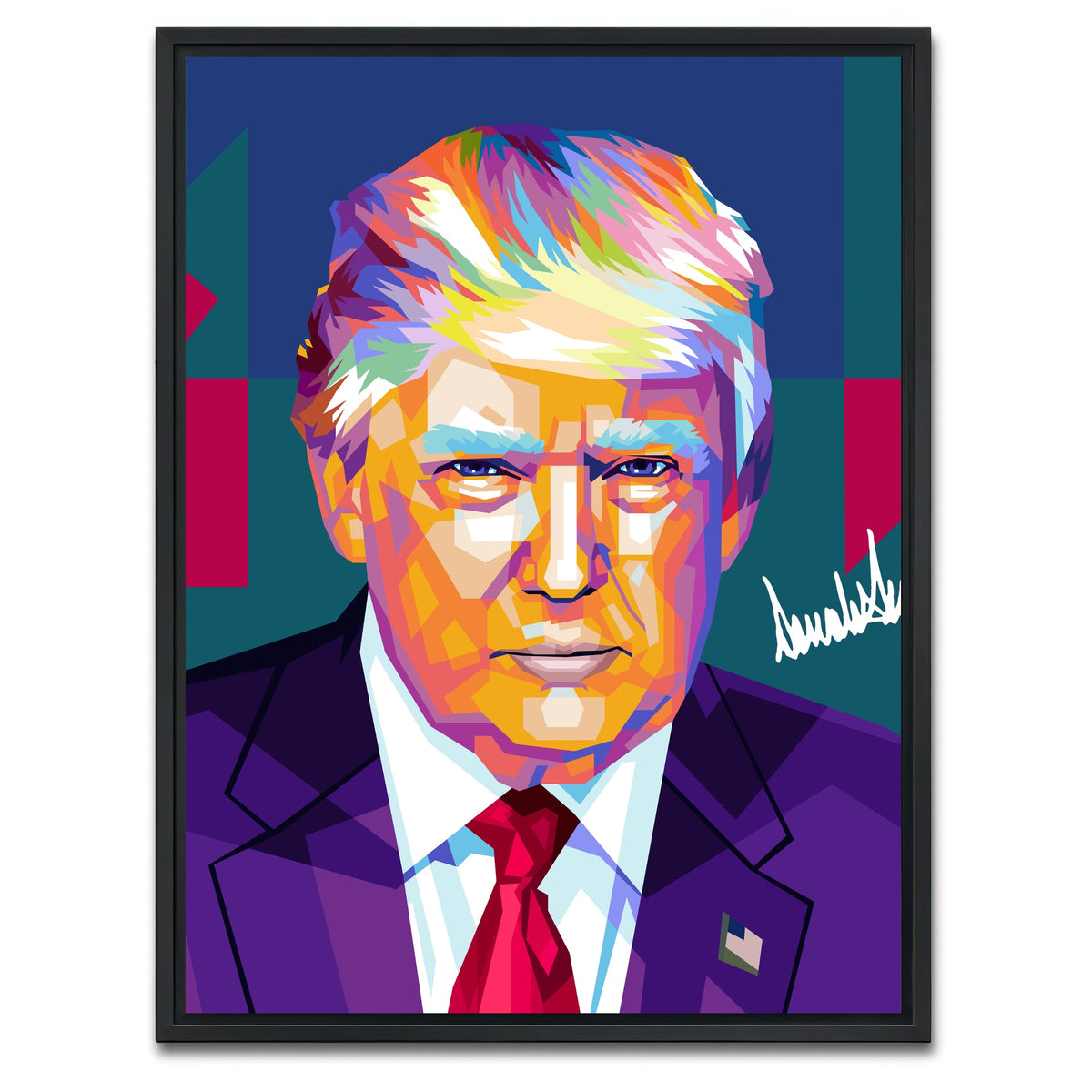 AUTO-MOCKUP WHITE | Donald Trump | 1 Piece | Black Framed Canvas | group=3x4
